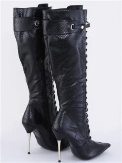 Public Desire Black Infatuated Lace Front Knee High Boots -Jack & Jones Store 29598 3