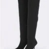 Public Desire Black Vivienne Lycra Stiletto Thigh High Boots