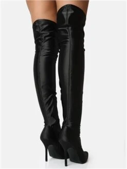Public Desire Black Vivienne Lycra Stiletto Thigh High Boots 6 Public Desire Black Vivienne Lycra Stiletto Thigh High Boots -Jack & Jones Store 29599 2
