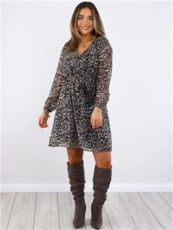 Only Grey / Pumice Stone Cera Mini V-Neck Dress With Tie Waist -Jack & Jones Store 29615 2