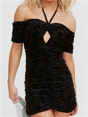 The Frolic Black Devour Ruched Mini Dress 2 The Frolic Black Devour Ruched Mini Dress - Image 2