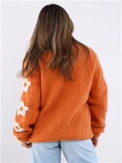 Daisy Street Orange Teddy Floral Fleece -Jack & Jones Store 29698 3