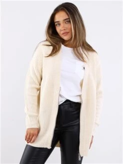Brave Soul Oatmeal Chunky Knit Zip Cardigan
