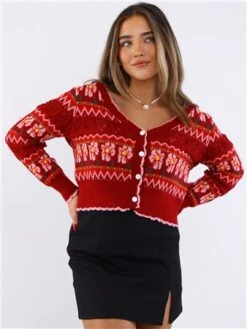 Dv8 Burgundy Floral Cardigan