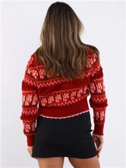 Dv8 Burgundy Floral Cardigan -Jack & Jones Store 29705 3