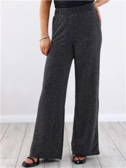 Pieces Black / Black Lina Hw Wide Pants