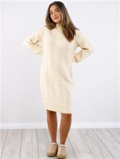 Dv8 Cream Cable Knit Jumper Dress -Jack & Jones Store 29711 2