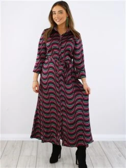 Ax Paris Purple Print Tie Waist Midi Shirt Dress 6 Ax Paris Purple Print Tie Waist Midi Shirt Dress -Jack & Jones Store 29713 2