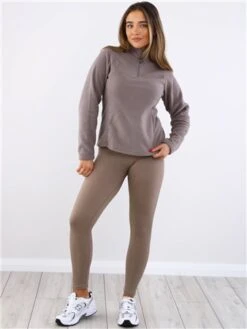 Brave Soul Dove Brown Zip Detail Polar Fleece Sweatshirt -Jack & Jones Store 29716 2