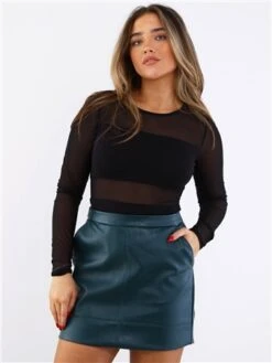 Veromoda Green / Ponderosa Pine Ida Short Coated Skirt